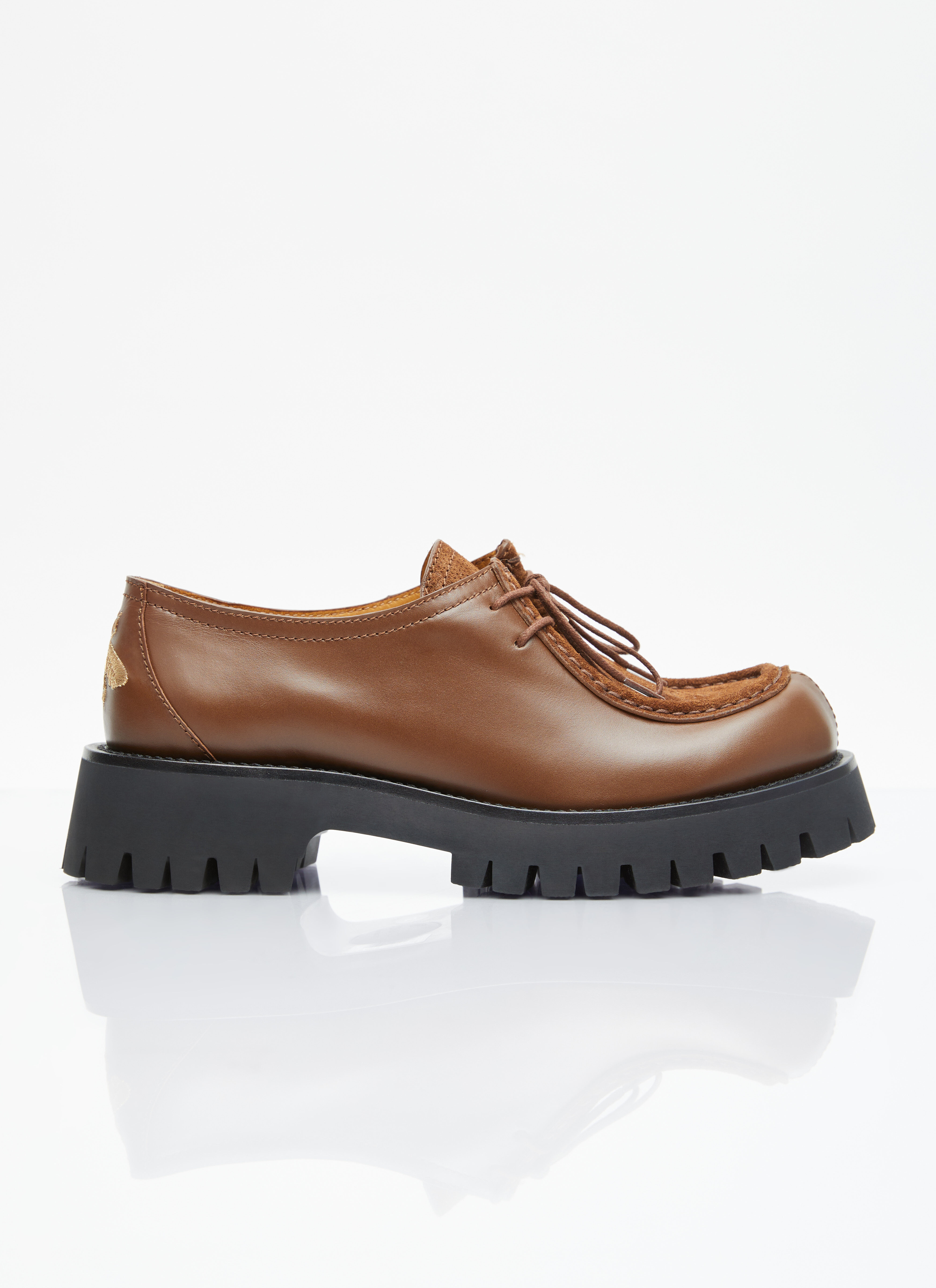 Gucci Women's' Bee Leather Lace-Up Shoes in Brown | LN-CC®