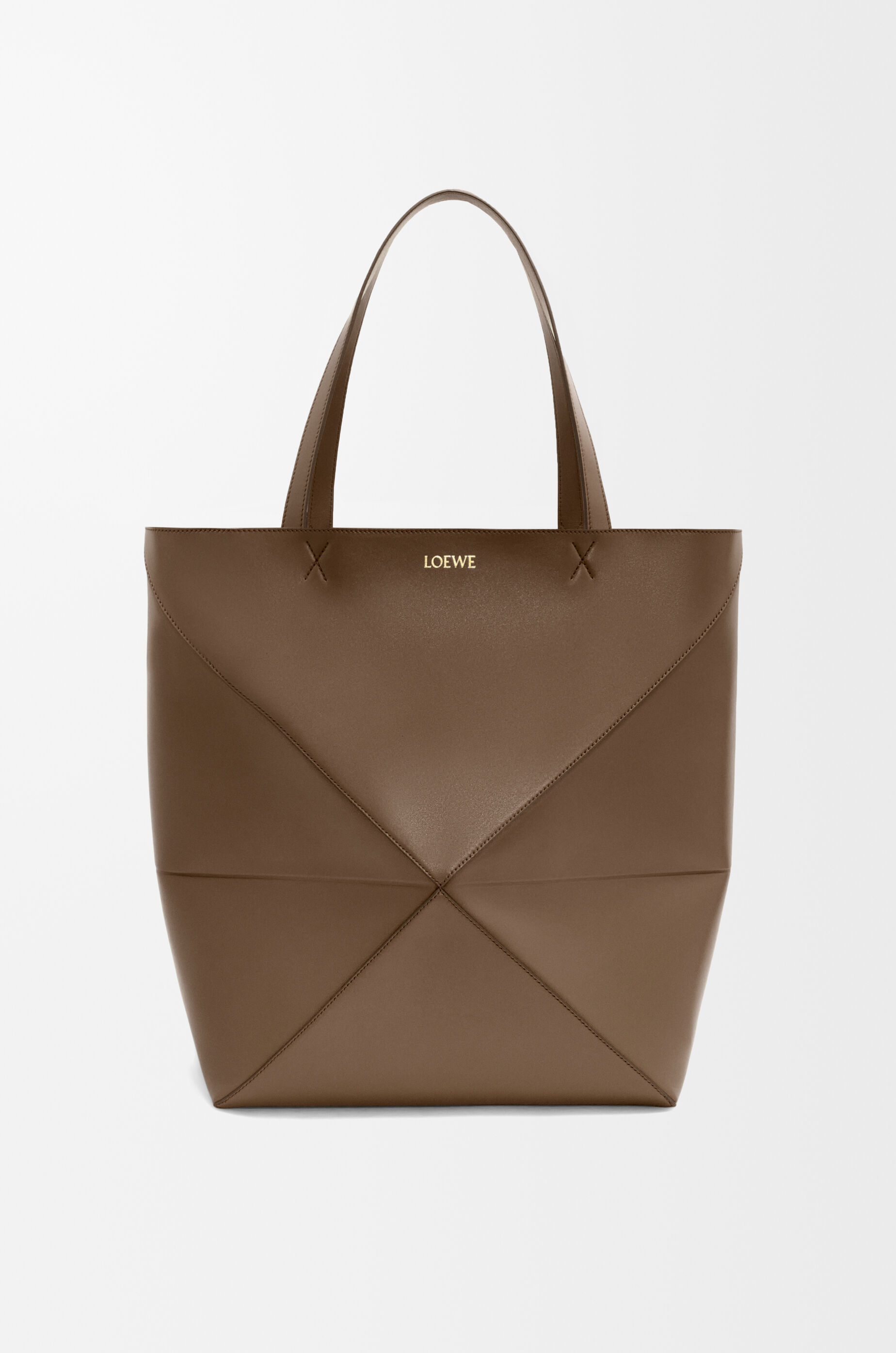 XL Puzzle Fold tote in shiny calfskin Brown - LOEWE USA Official