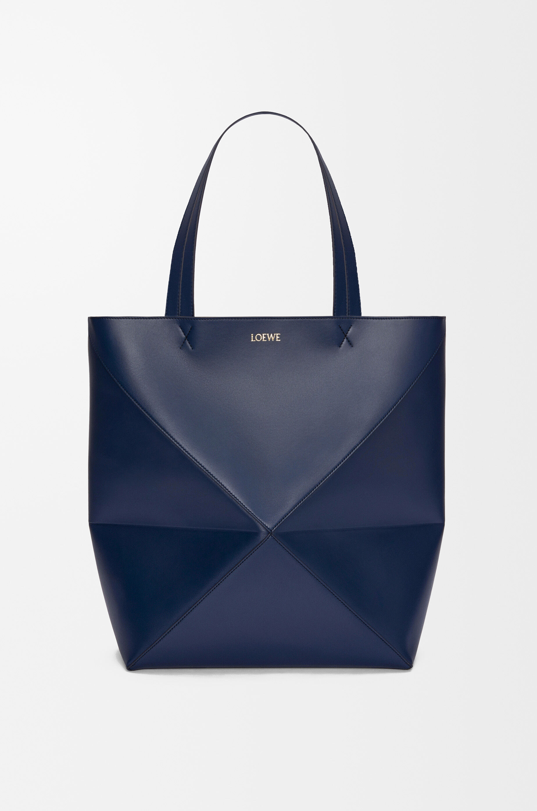 XL Puzzle Fold tote in shiny calfskin Blue - LOEWE USA Official