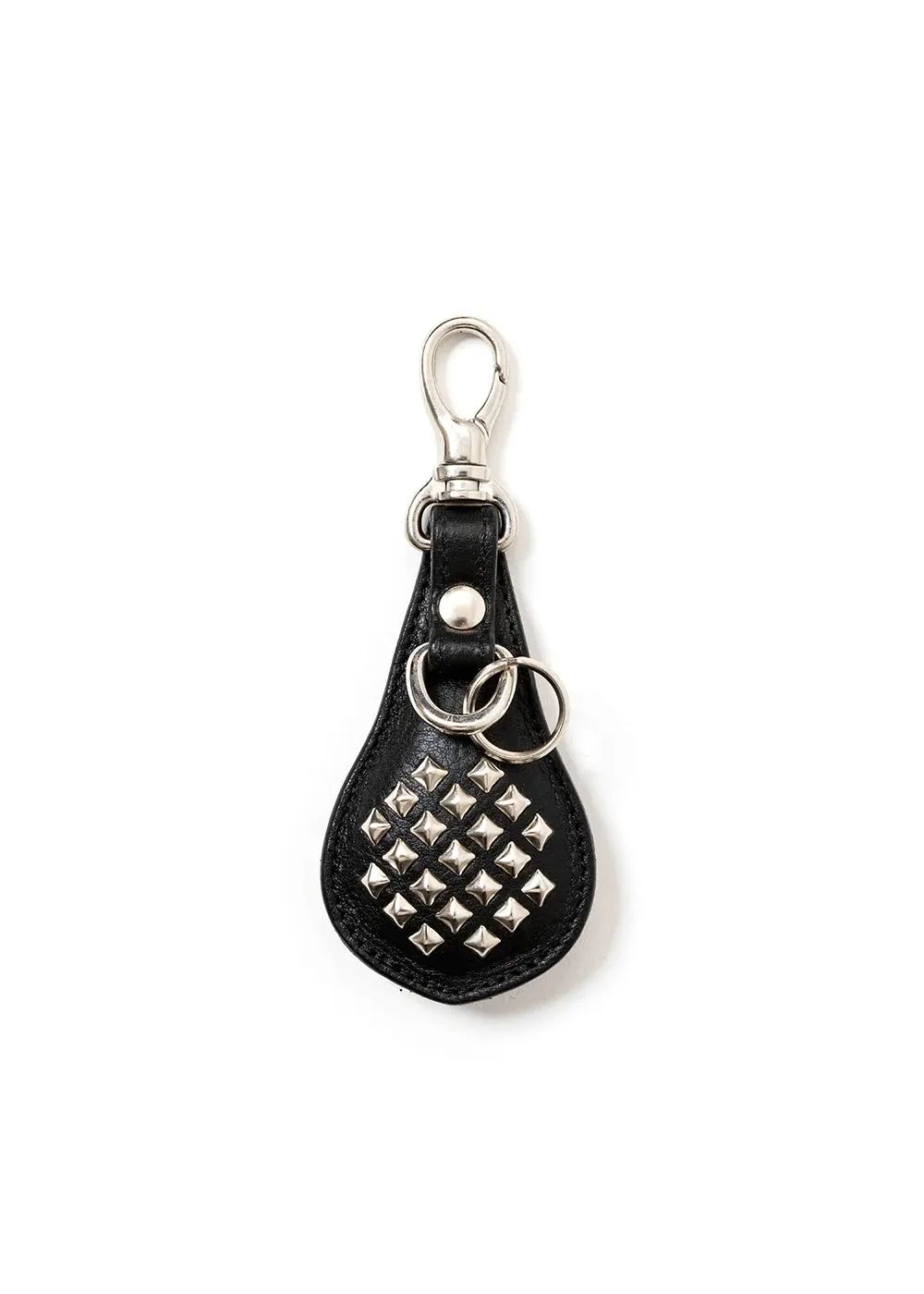 CALEE 　キャリー　スタッズ付き本革キーホルダー CALEE - STUDS & KNITTING LEATHER LONG KEY RING ＜TYPE B＞ (BLACK