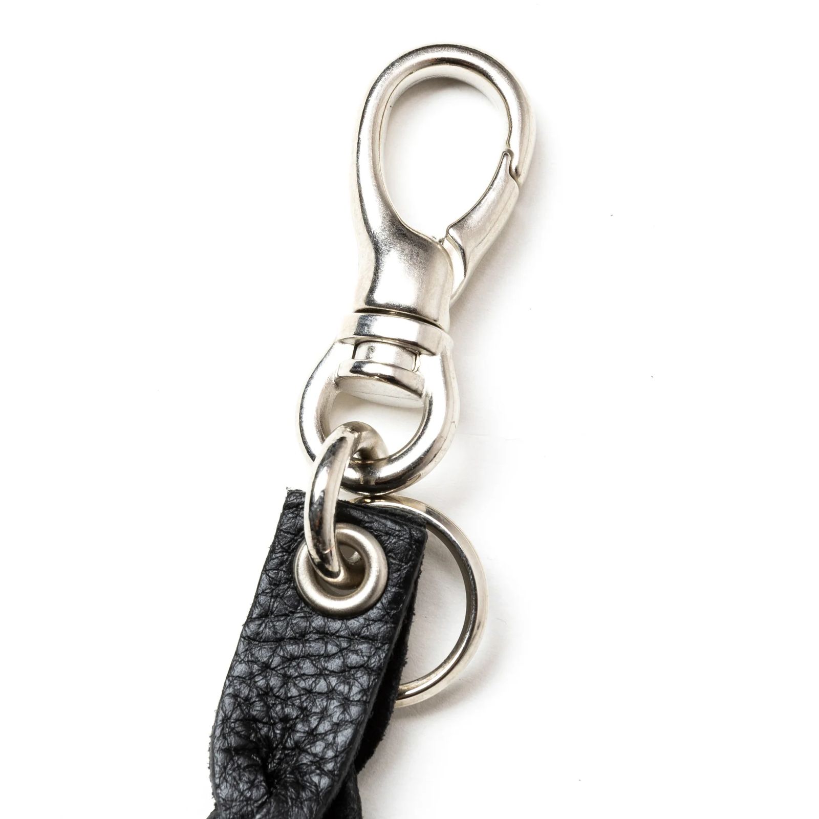 CALEE - STUDS & KNITTING LEATHER SHORT KEY RING ＜TYPE A＞ (BLACK