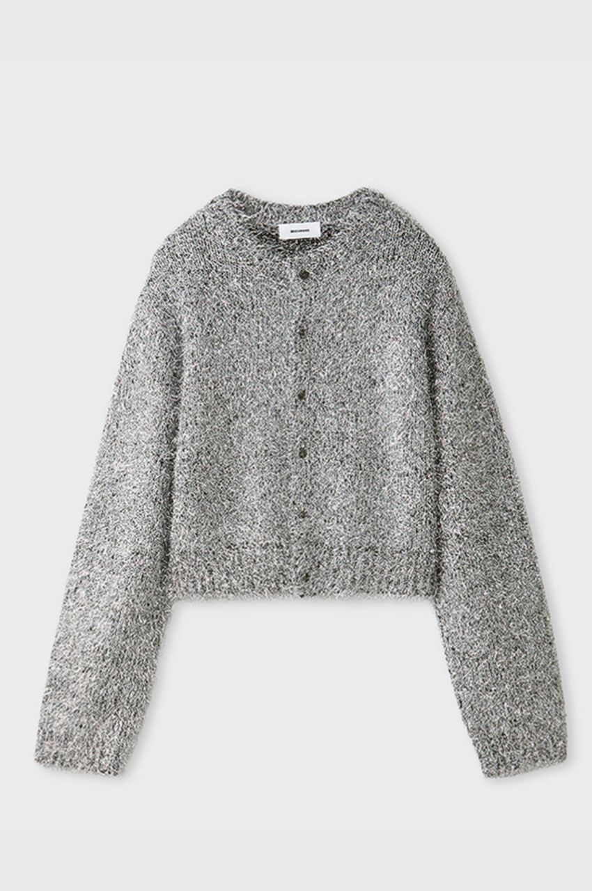 MIESROHE - ミドルゲージラメシャギーカーディガン(シルバー