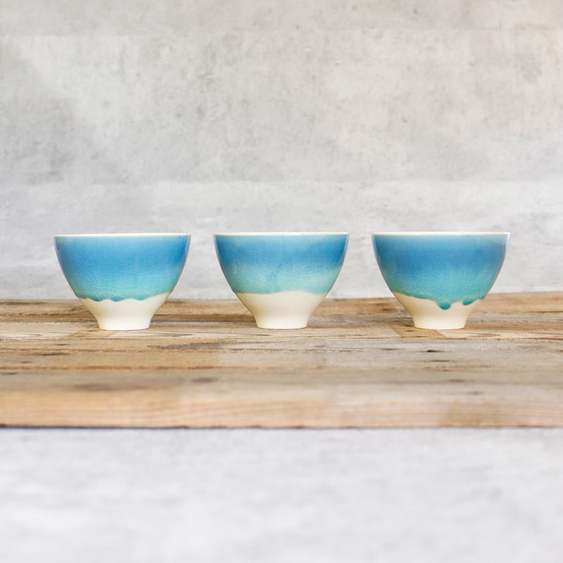 SAKUZAN】-藍- グラデーション 碗 茶碗 ターコイズ ボール カップ お碗