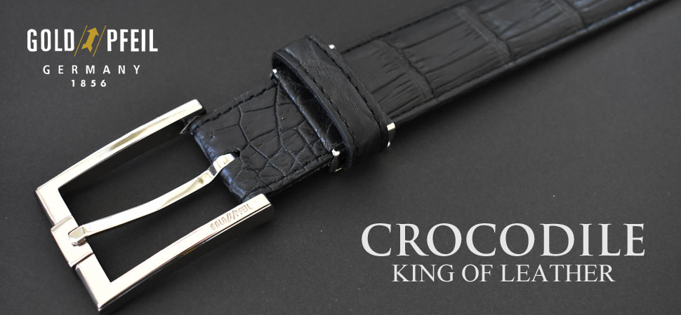 クロコダイルレザー ビジネスベルト 30mm幅 「ゴールドファイル」 GB89450