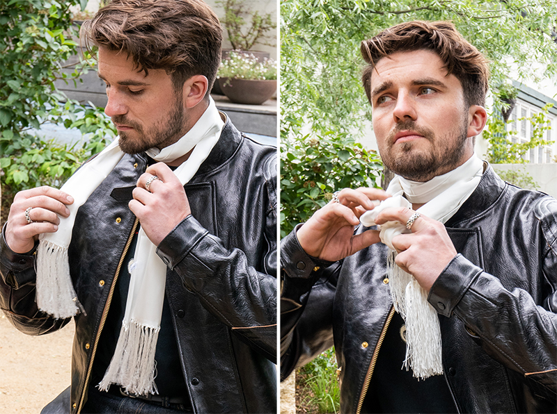 D Lewis Smooth Silk Scarf Black