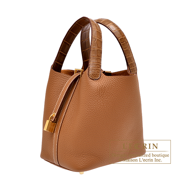 Hermes Picotin Lock Touch bag 18/PM Gold/Alezan Clemence leather
