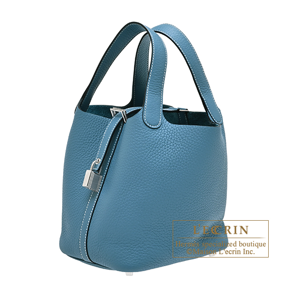 Hermes Picotin Lock bag 18/PM New blue jean Clemence leather