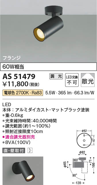 Koizumi コイズミ照明 LEDスポットライト AS51479 | 商品紹介 | 照明