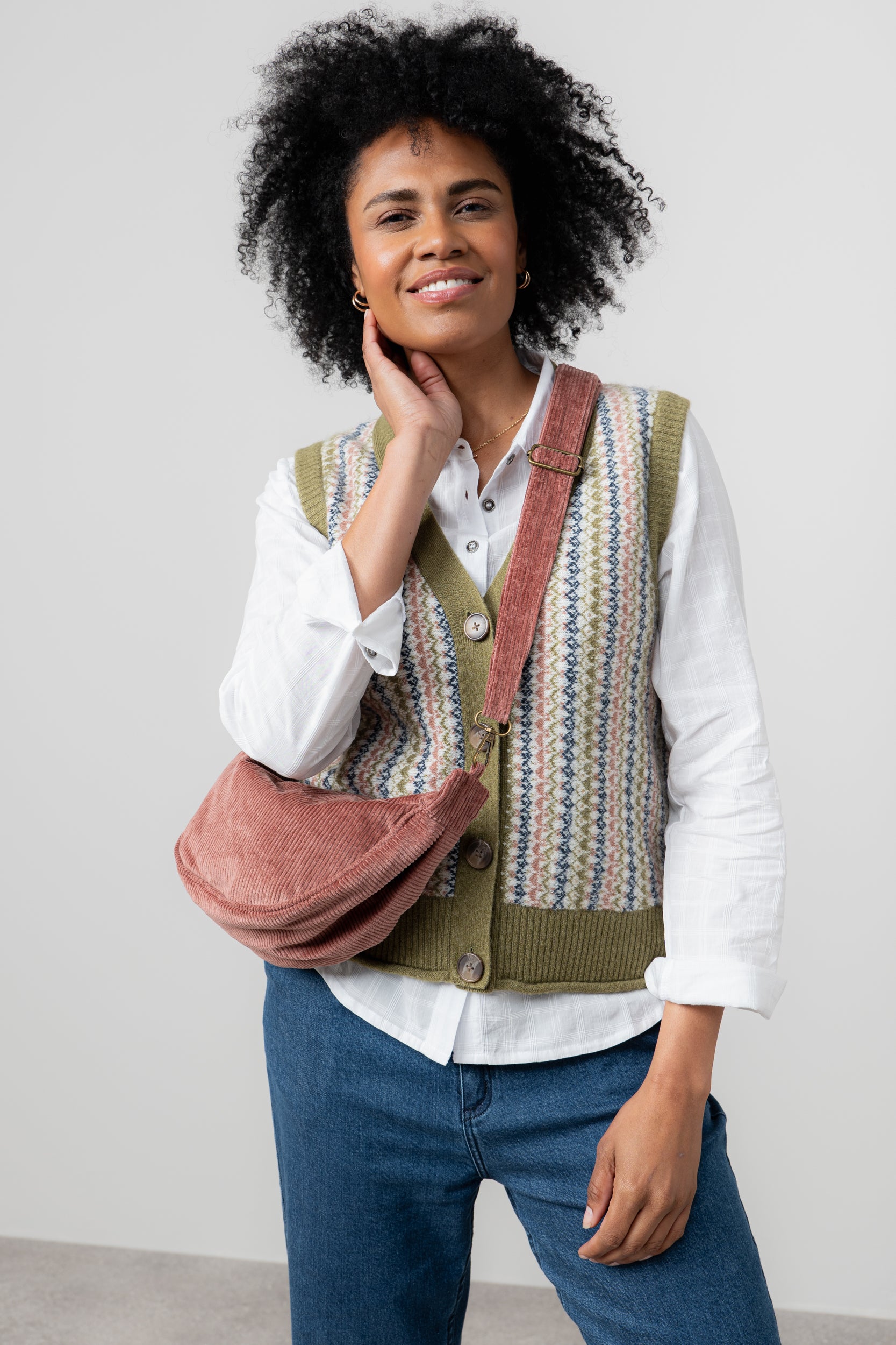 Gwyneth Fair Isle Sleeveless Cardigan Moss – Lily & Me
