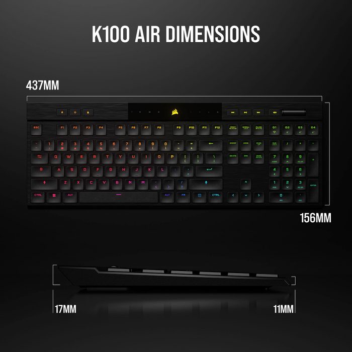 CORSAIR、超薄型メカニカルゲーミングキーボード「CORSAIR K100 AIR