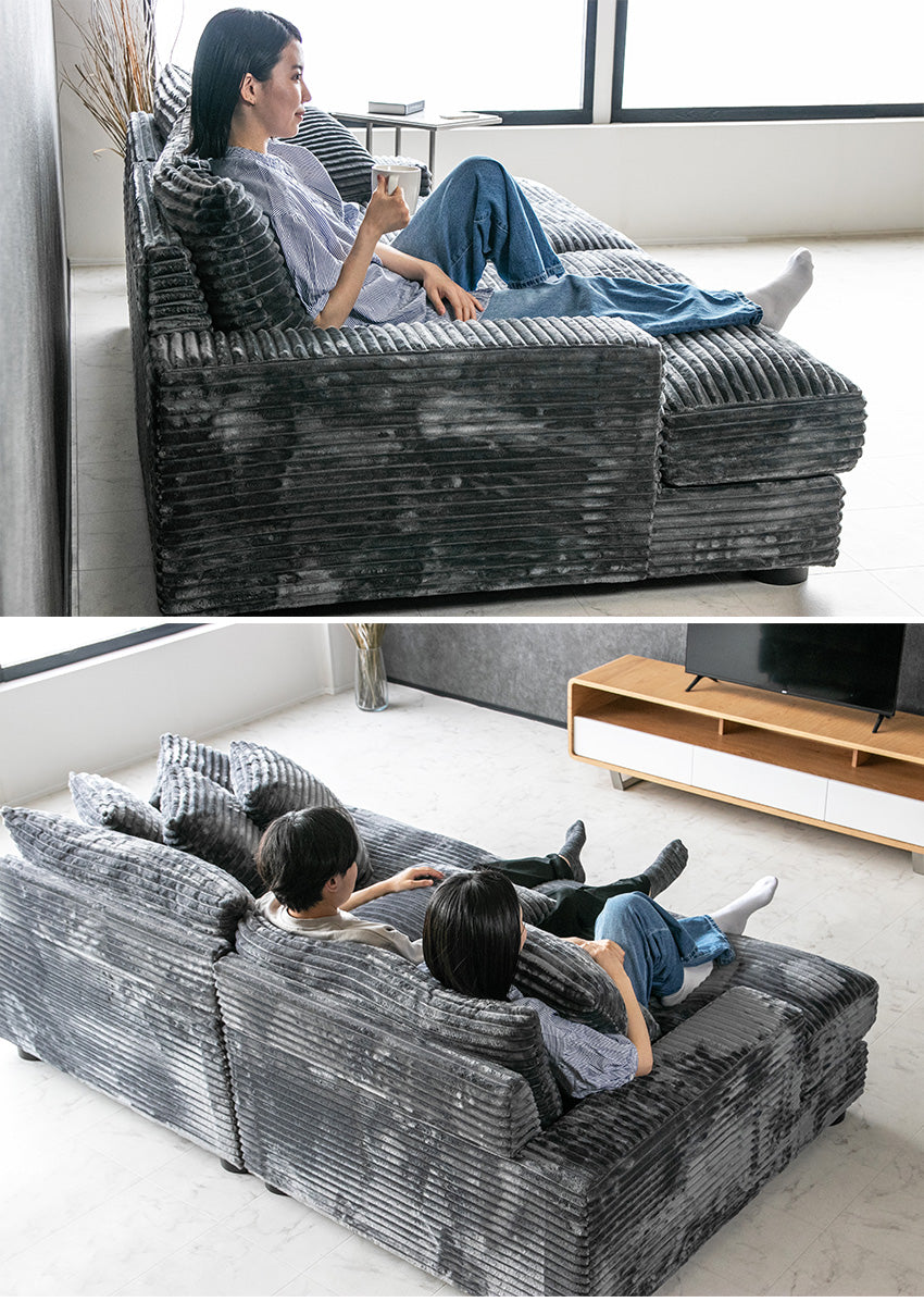 lushroom ディープソファ 3人掛け 4人掛け 太畝 コーデュロイ