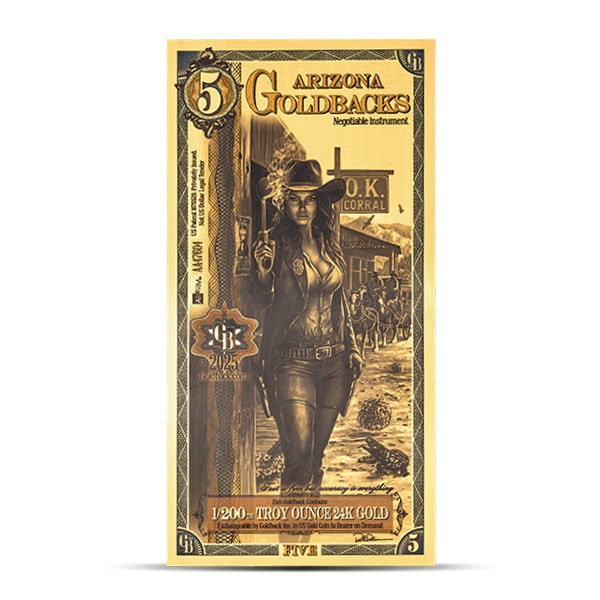 5 Arizona Goldback - Lex et Ordo, 1/200th Troy Oz .9999 Gold