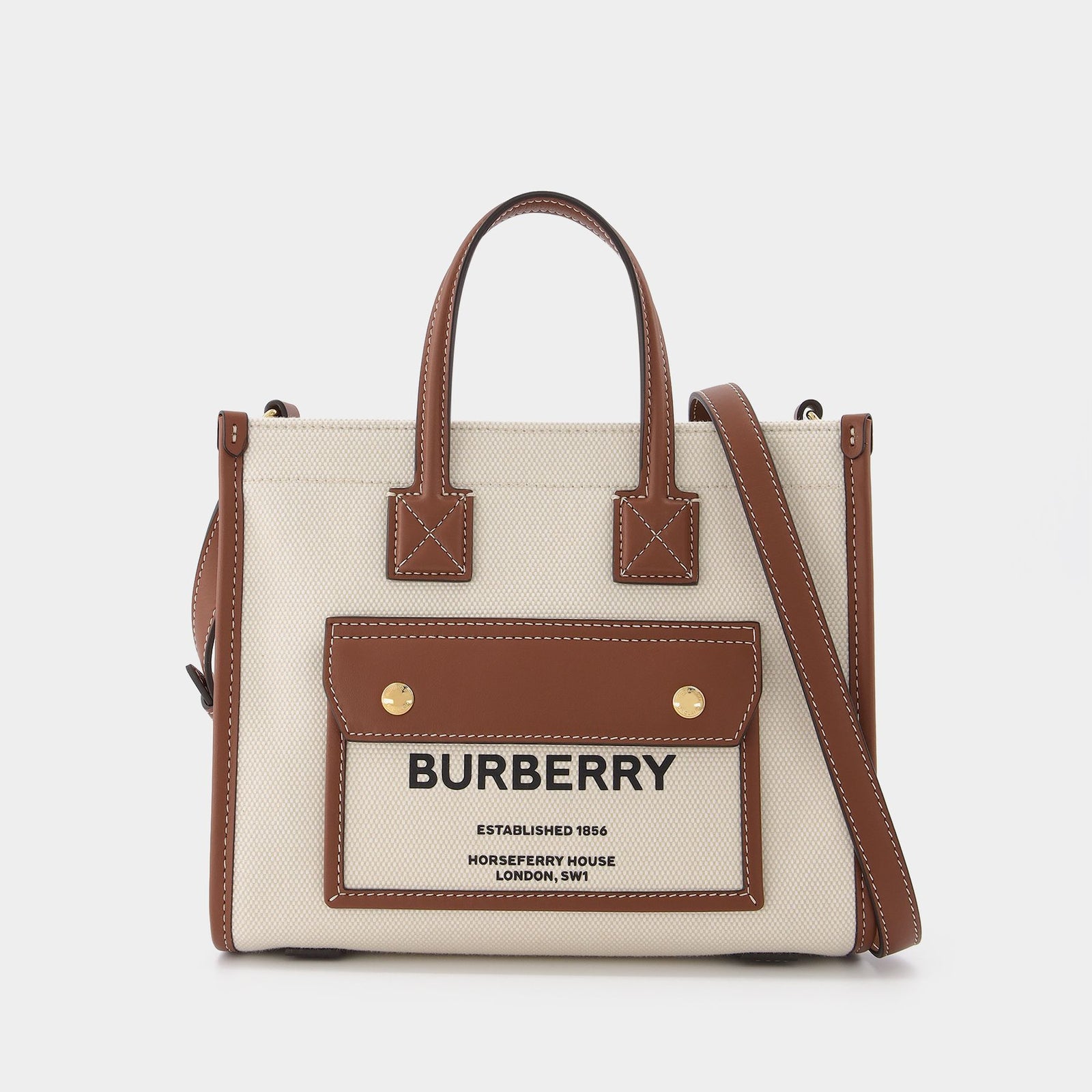 Ll Mn Pocket Dtl Ll6 Tote Bag - Burberry - Natural/Tan - Cotton