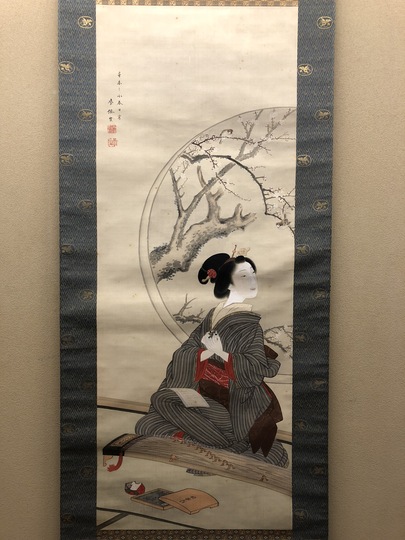 掛軸 女流作家 跡見玉枝 古美術 日本画 掛軸 女流作家 跡見玉枝 古美術