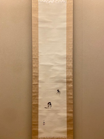 竹内鳴鳳雀掛け軸合わせ箱竹内栖鳳の息子書画、骨董品、美術品