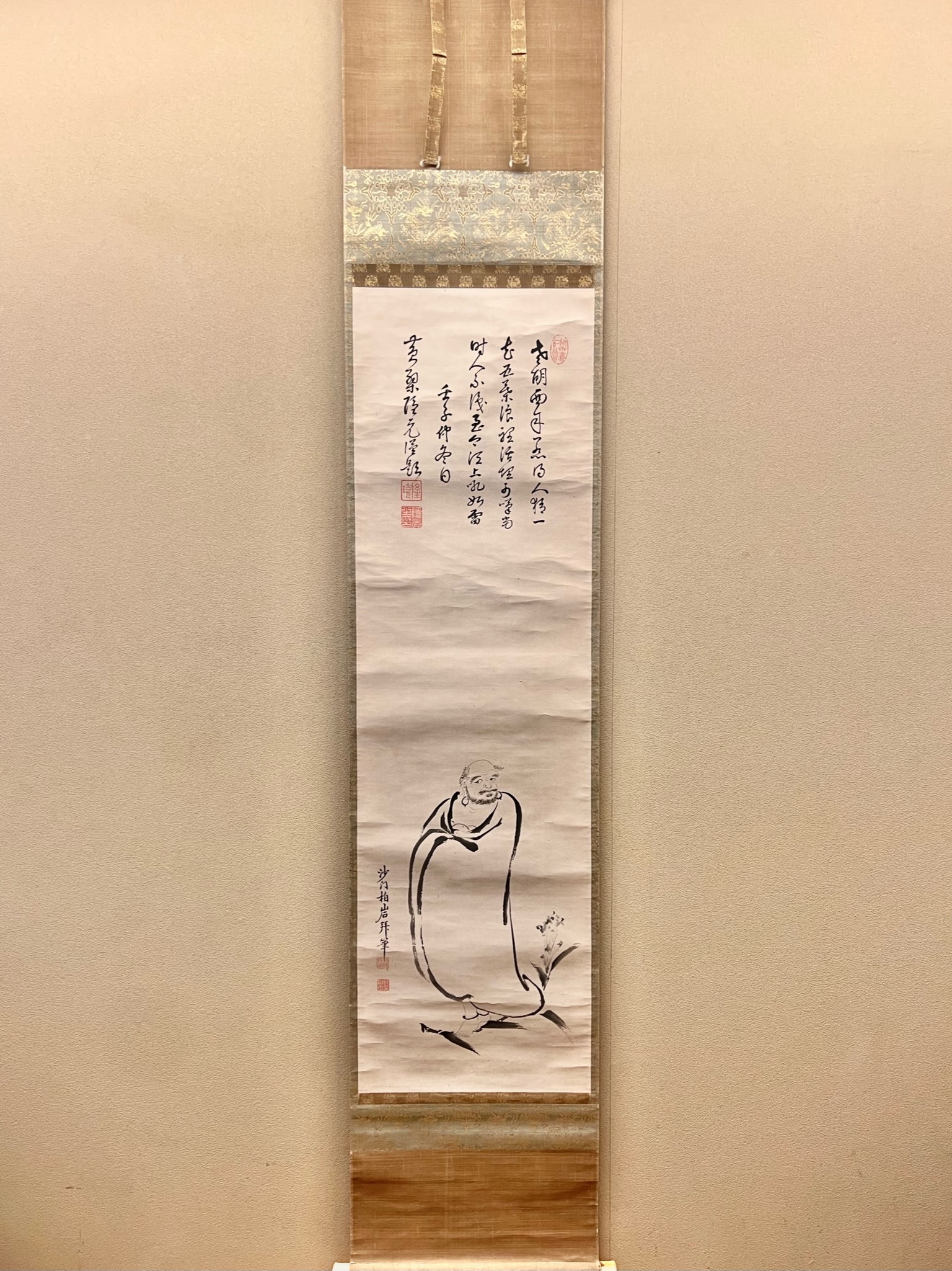 真作/清風/浜辺画賛/布袋屋掛軸HI-153