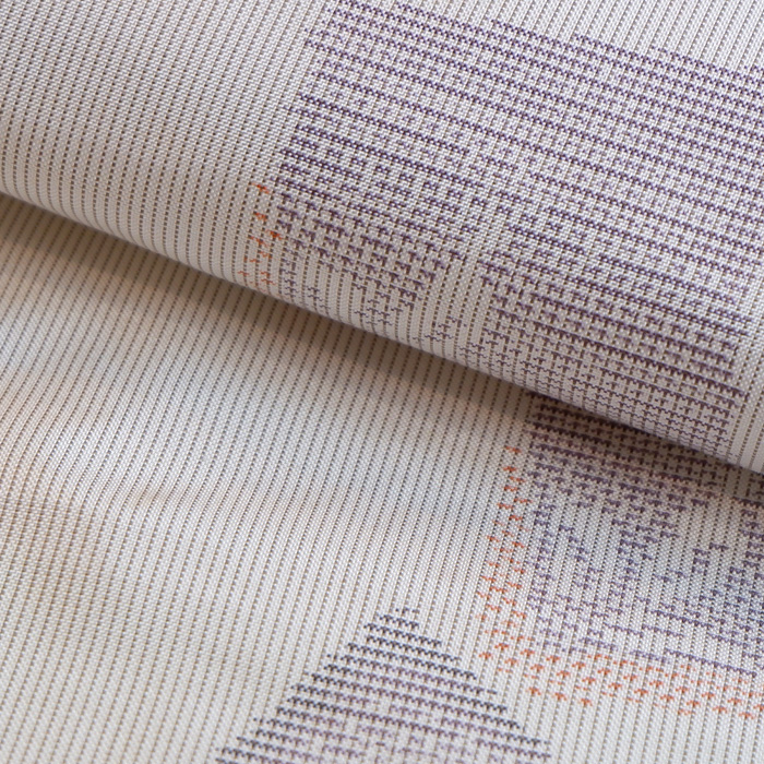 窪田織物 本場白大島紬【白色 色紙に小花】 [210610-ost-4