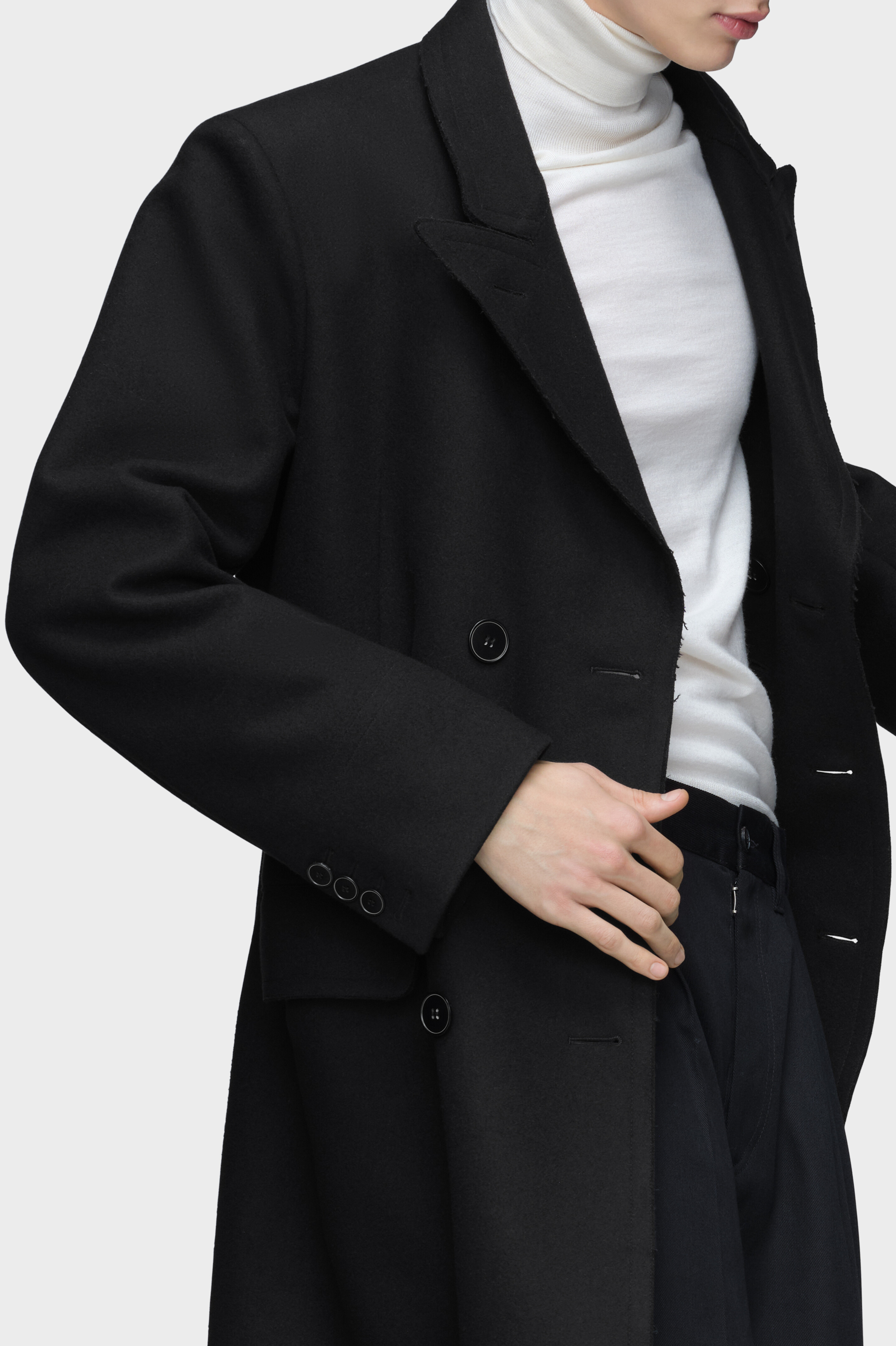 Men's Black Wool Coat | Maison Margiela