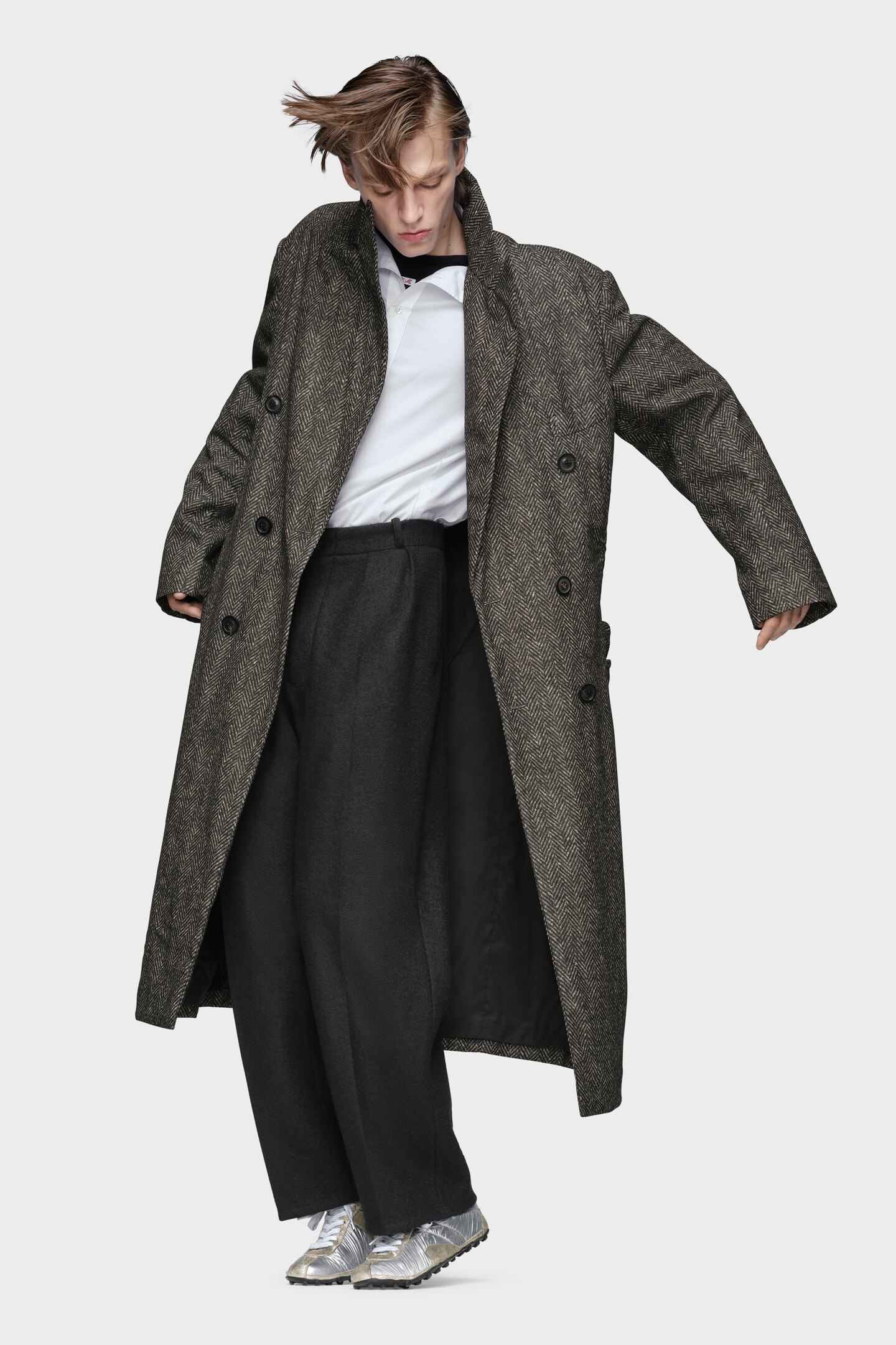 ダブルブレスト ウールコート