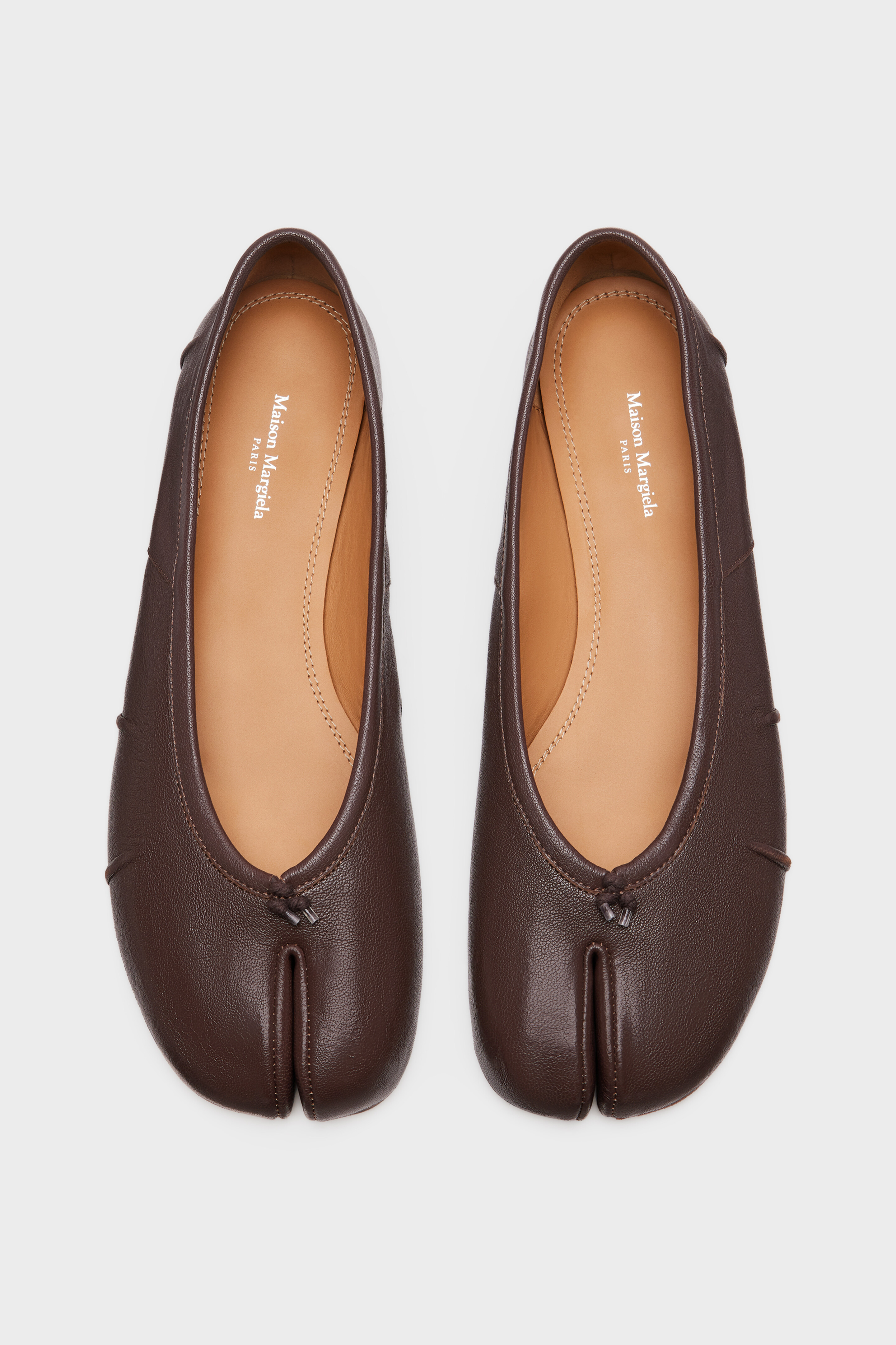 Women's Brown Leather Tabi New Ballerina Shoes
