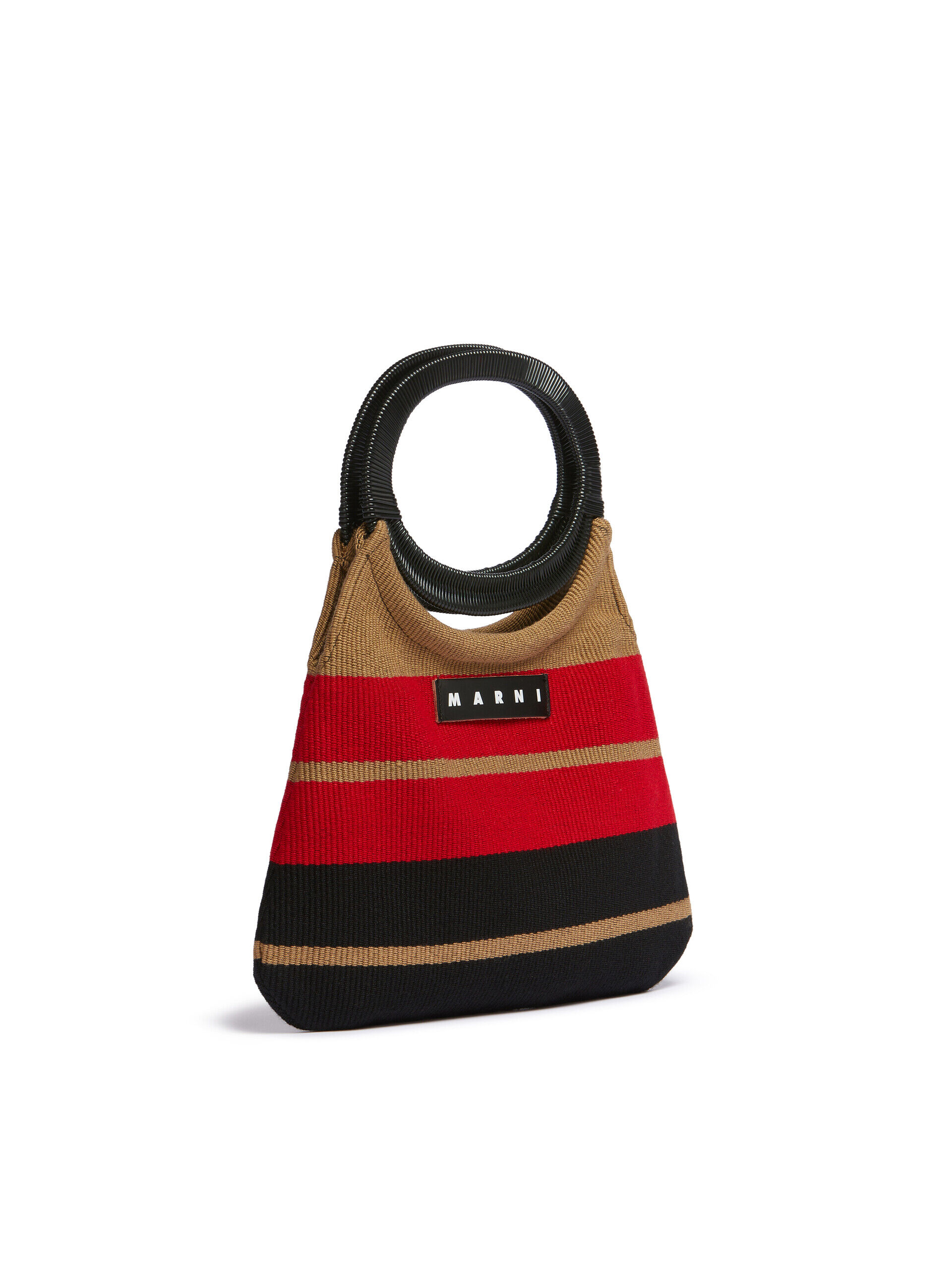 レッド ブラック ストライプ Marni Market Boatバッグ | Marni