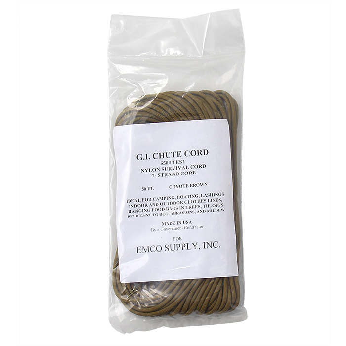 US(米軍)MIL SPEC. パラコード、コヨーテブラウンカラー(50FT/約15m