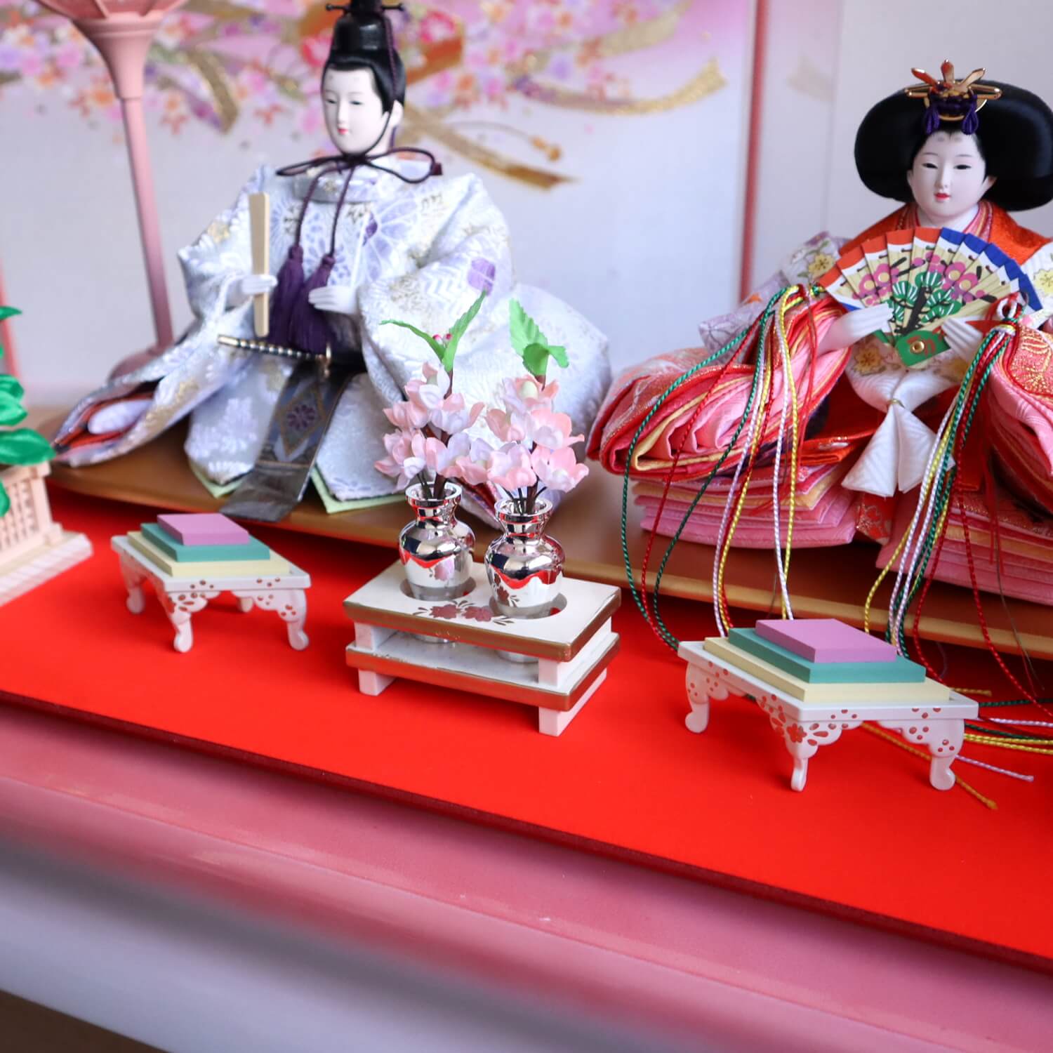 残りわずか【特別セール商品】【日本製】親王 桜金襴衣装 ☆ 六角