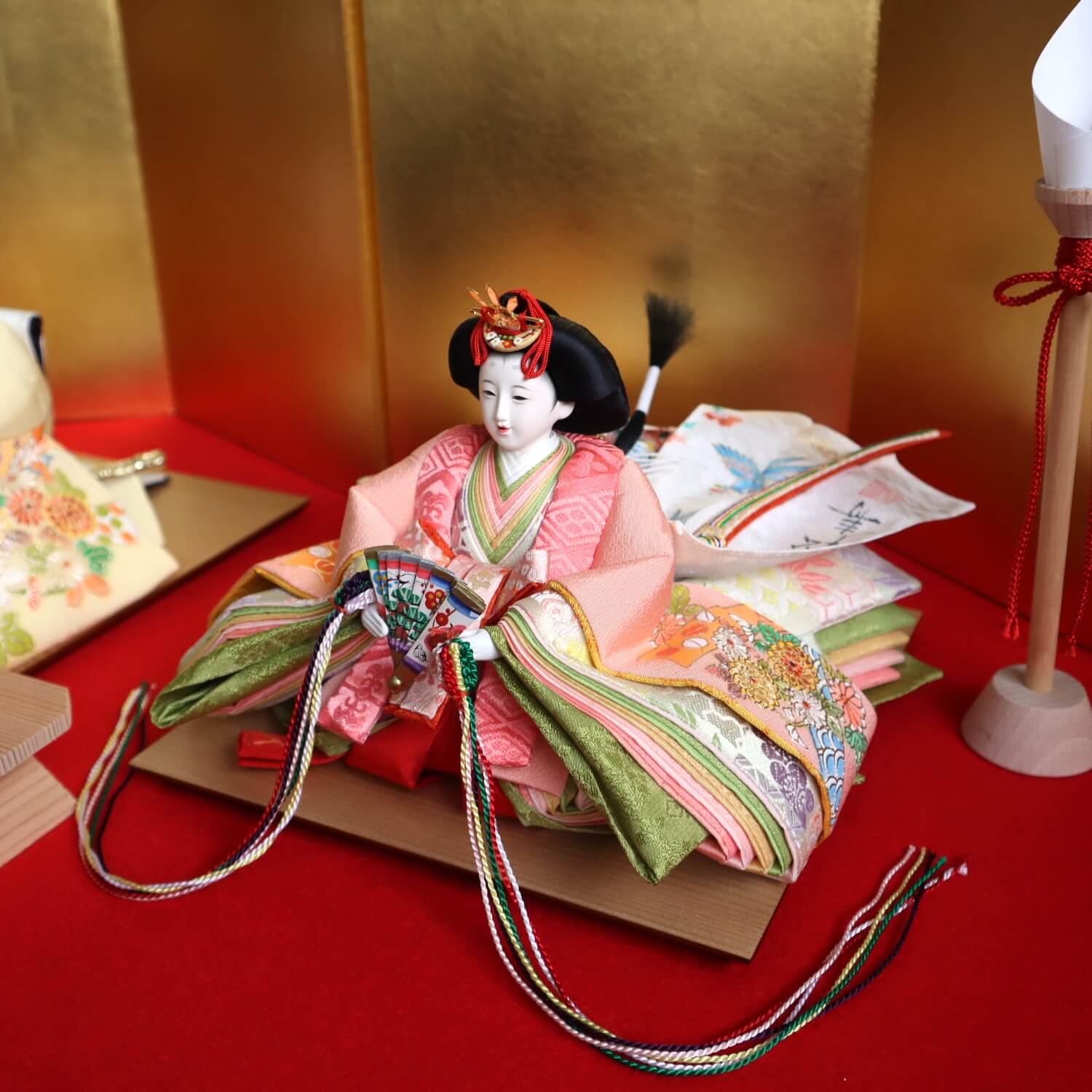 最新作 小出松寿作十一番 正絹 金彩「菊の花と熨斗目」 頭師：市川伯英