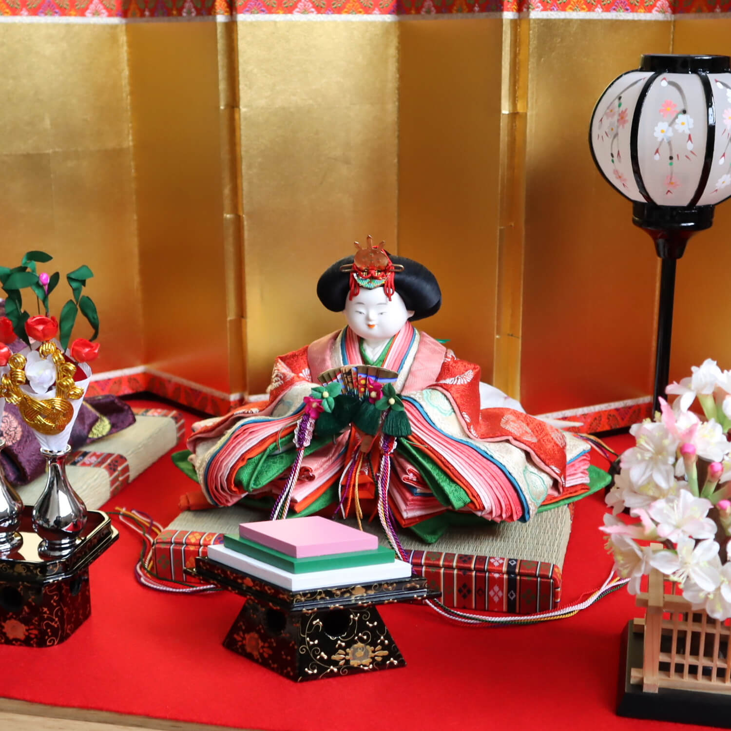 井上雅風作 四寸おぼこ雛 正絹西陣織有職雛 川瀬猪山頭 本仕立て箔押し