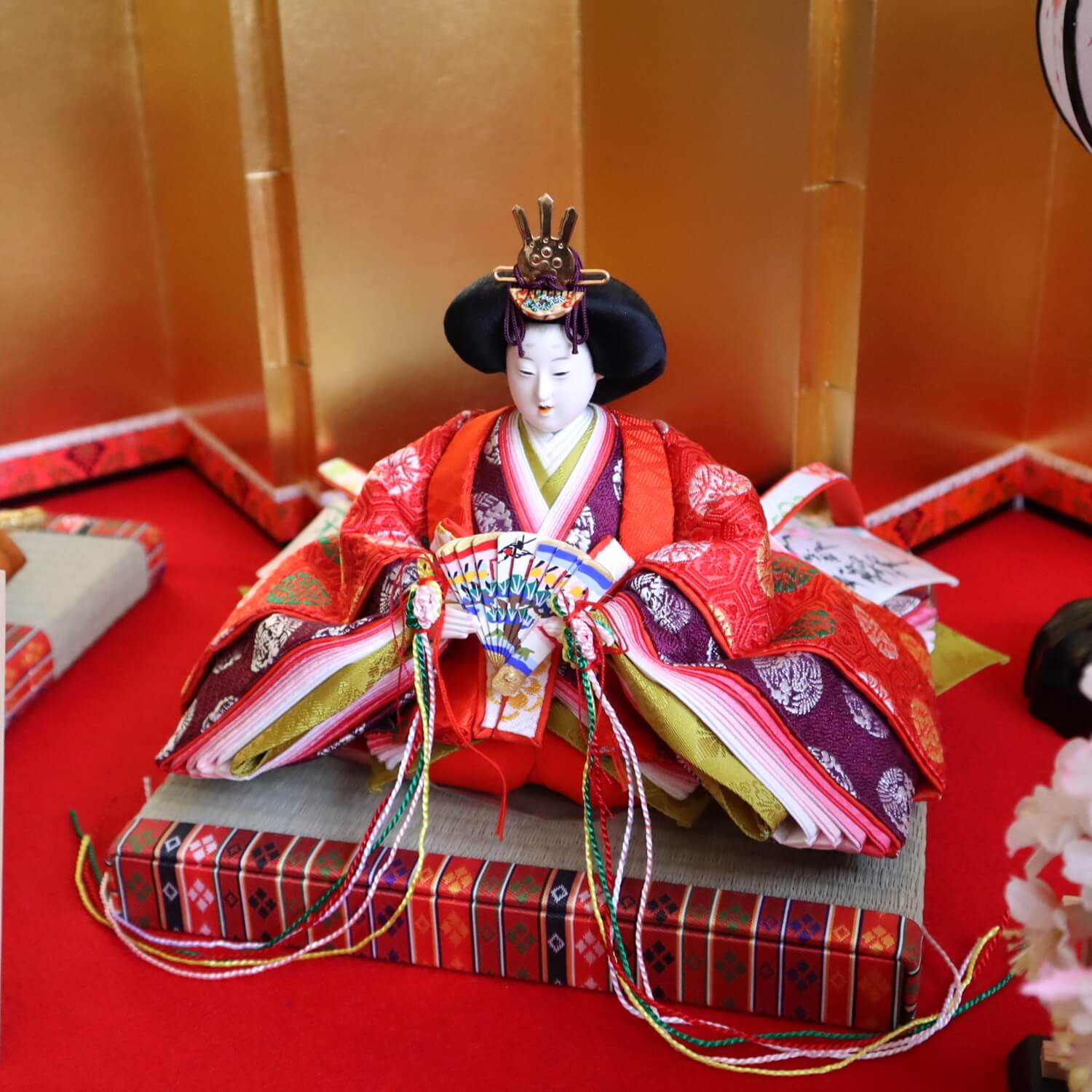 大橋弌峰作 京都 芥子 正絹西陣織黄櫨染 朱雀大路大極殿雛 京頭師