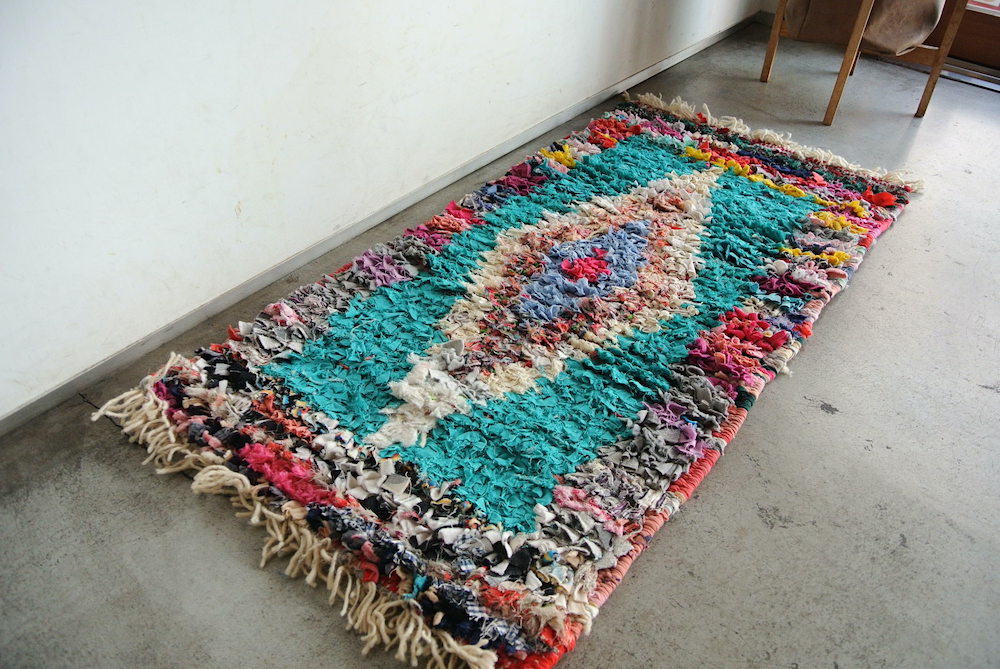 モロッコラグ｜ボシャルウィット・ミントグリーン×ピンク（約98×50cm