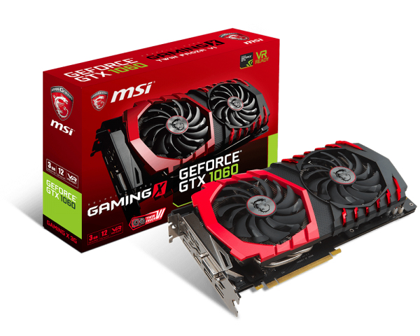 MSI GeForce GTX 1060 GAMING X 3G GDDR5 Graphics Card - Black, Red