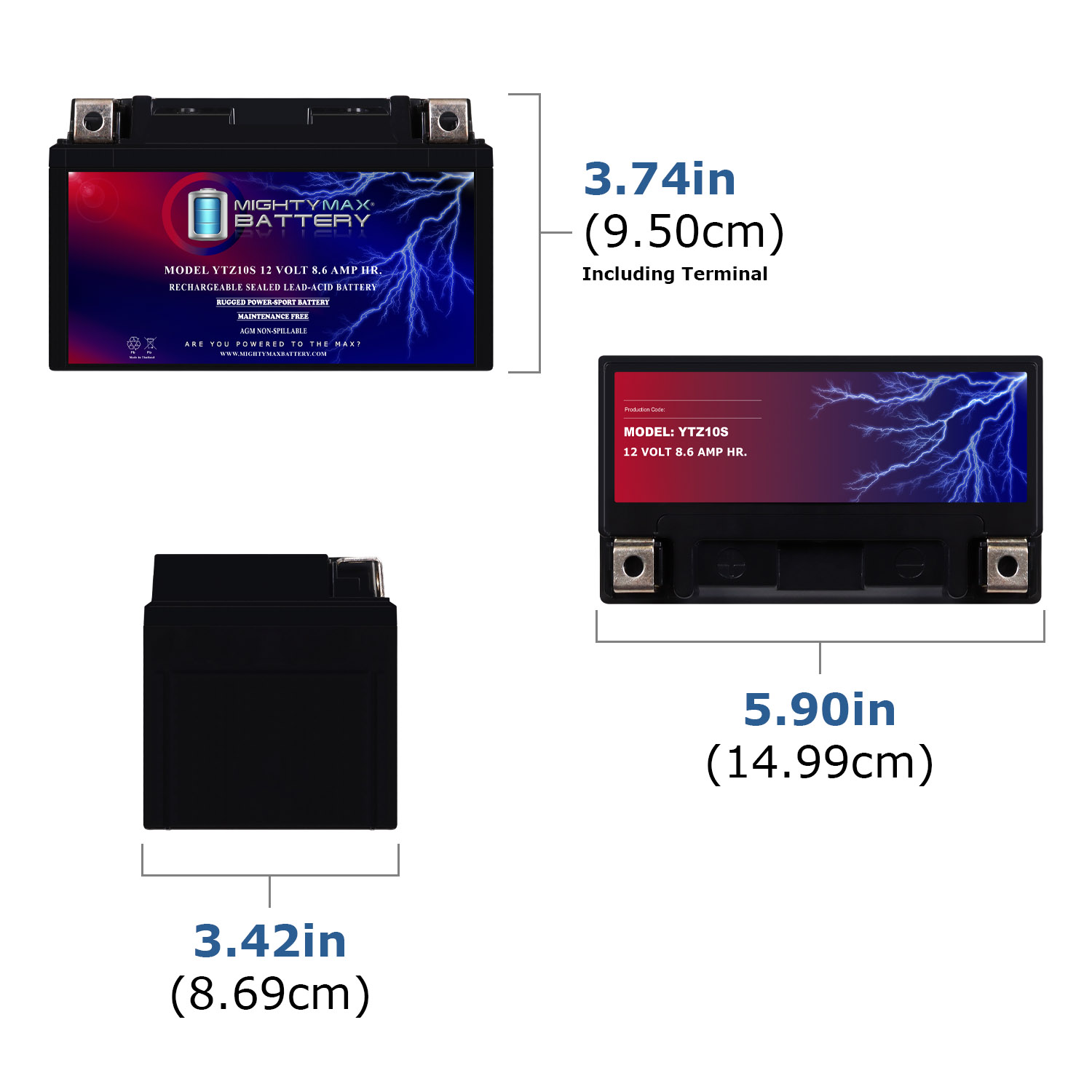 YTZ10S 12V 8.6AH Replacement Battery Compatible with Kawasaki