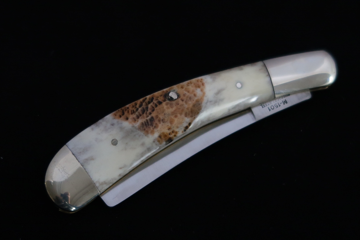 輸出残 西洋カミソリ型 両口スタグ 2刀Razor Type StagHandle Knife