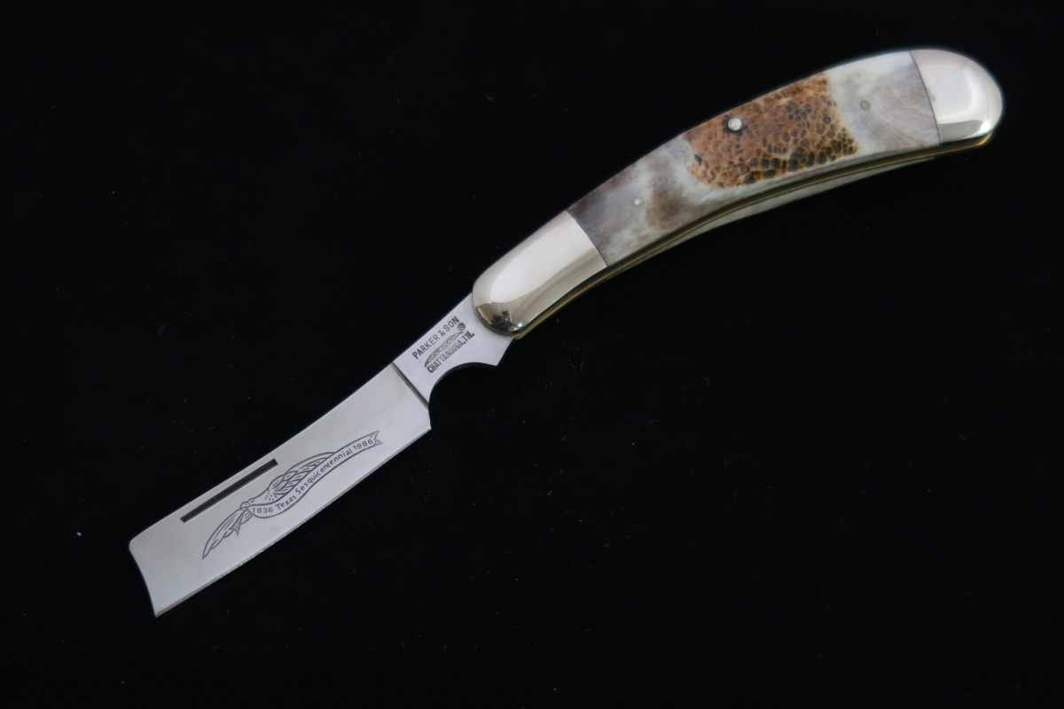 輸出残 西洋カミソリ型 両口スタグ 2刀Razor Type StagHandle Knife