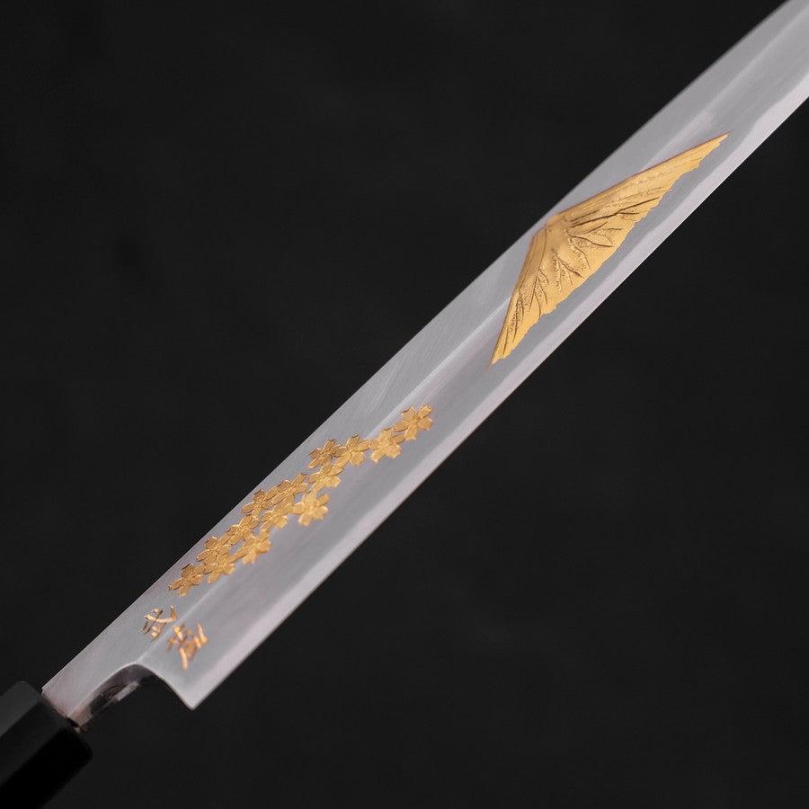 柳刃 白紙2号 霞 彫金 桜富士 黒檀水牛柄 240mm – MUSASHI