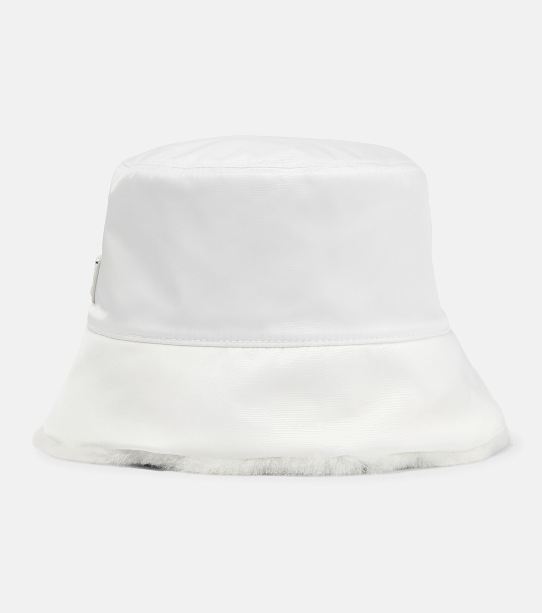 Re-Nylon shearling-trimmed bucket hat in white - Prada | Mytheresa