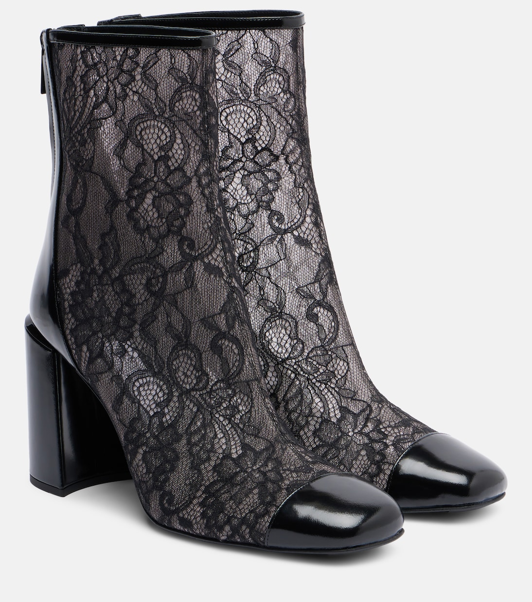 Kisu 85 leather-trimmed lace ankle boots in black - Jimmy Choo