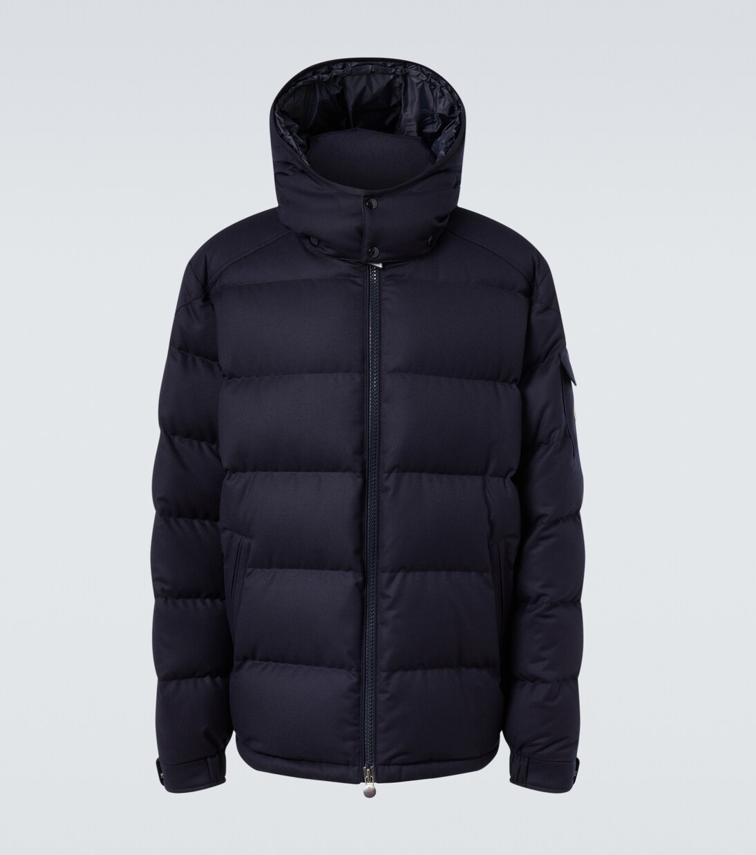 Montgenevre wool flannel down jacket in blue - Moncler | Mytheresa