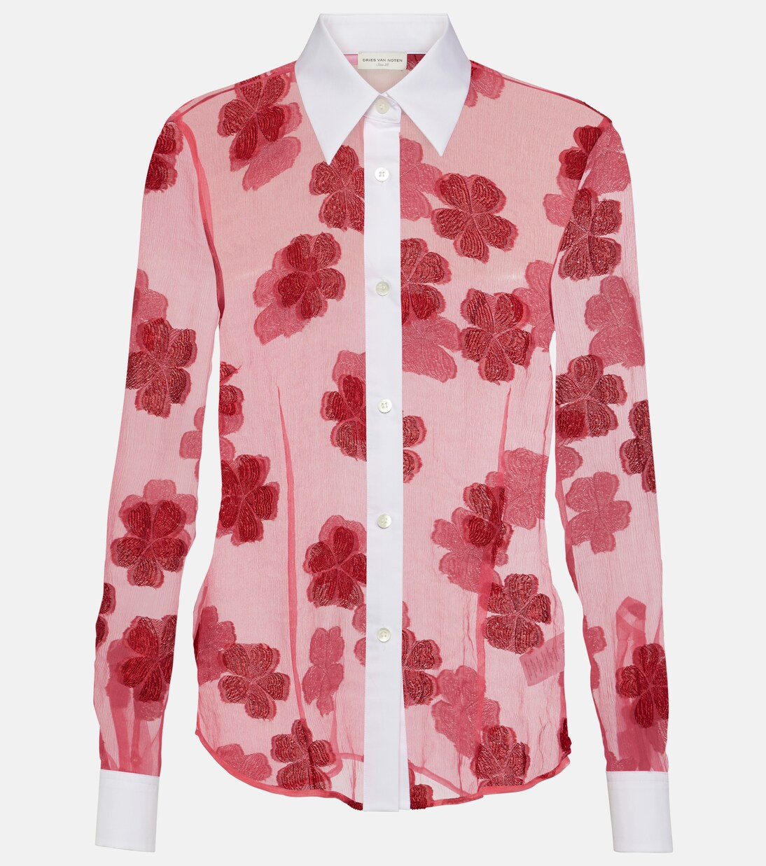 Floral cotton jacquard shirt in pink - Dries Van Noten | Mytheresa