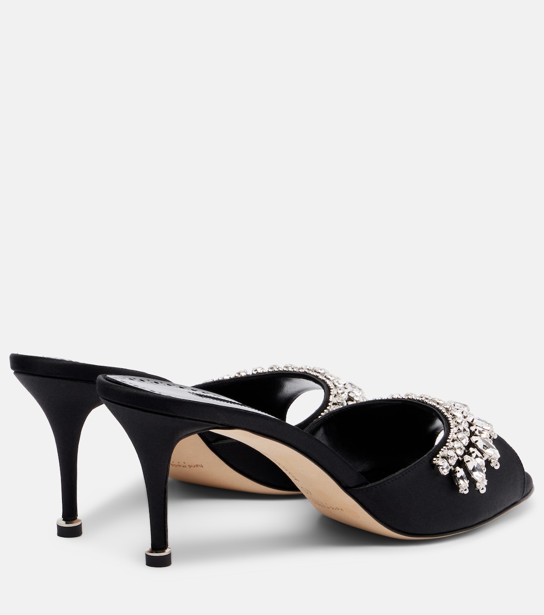 Tulimu 70 embellished satin mules in black - Manolo Blahnik
