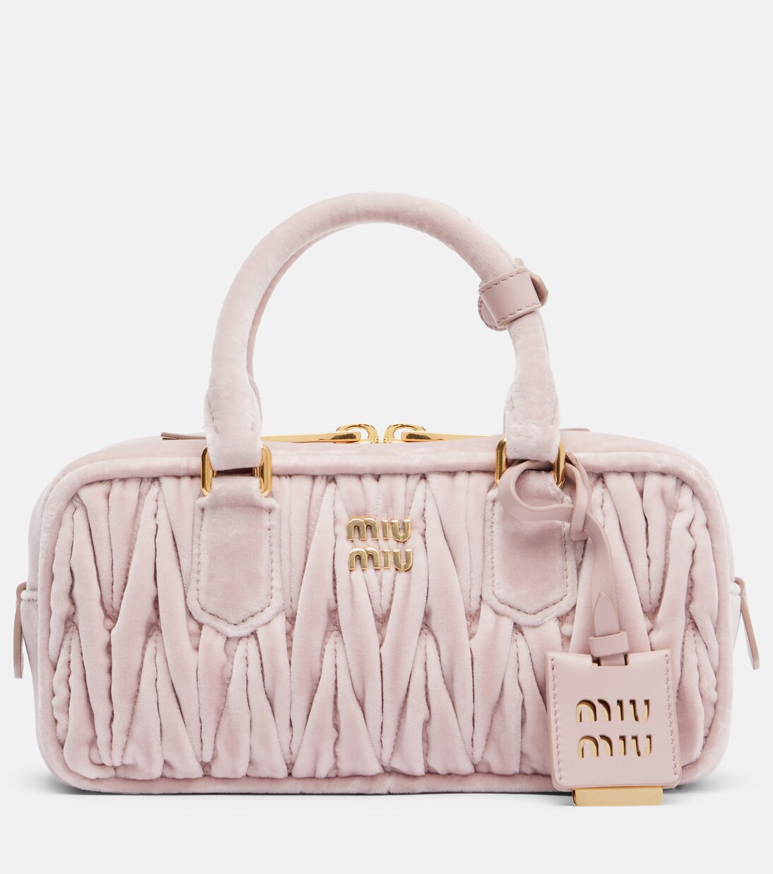 Arcadie Small suede top-handle bag in pink - Miu Miu | Mytheresa