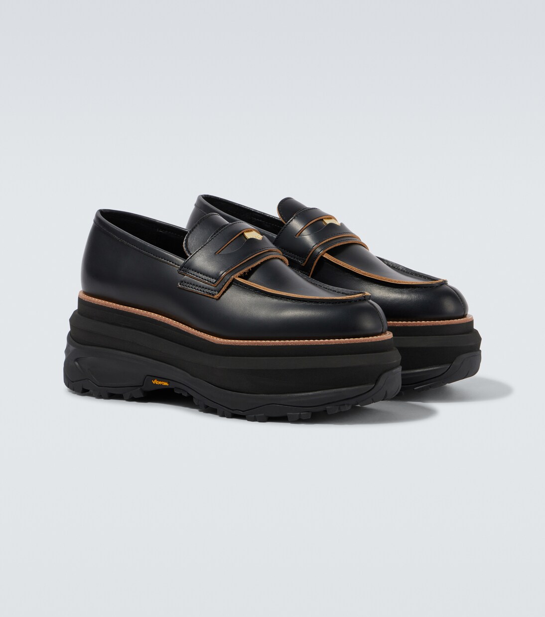 Leather platform loafers in black - Sacai | Mytheresa