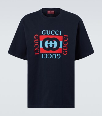 Logo cotton jersey T-shirt in black - Gucci | Mytheresa