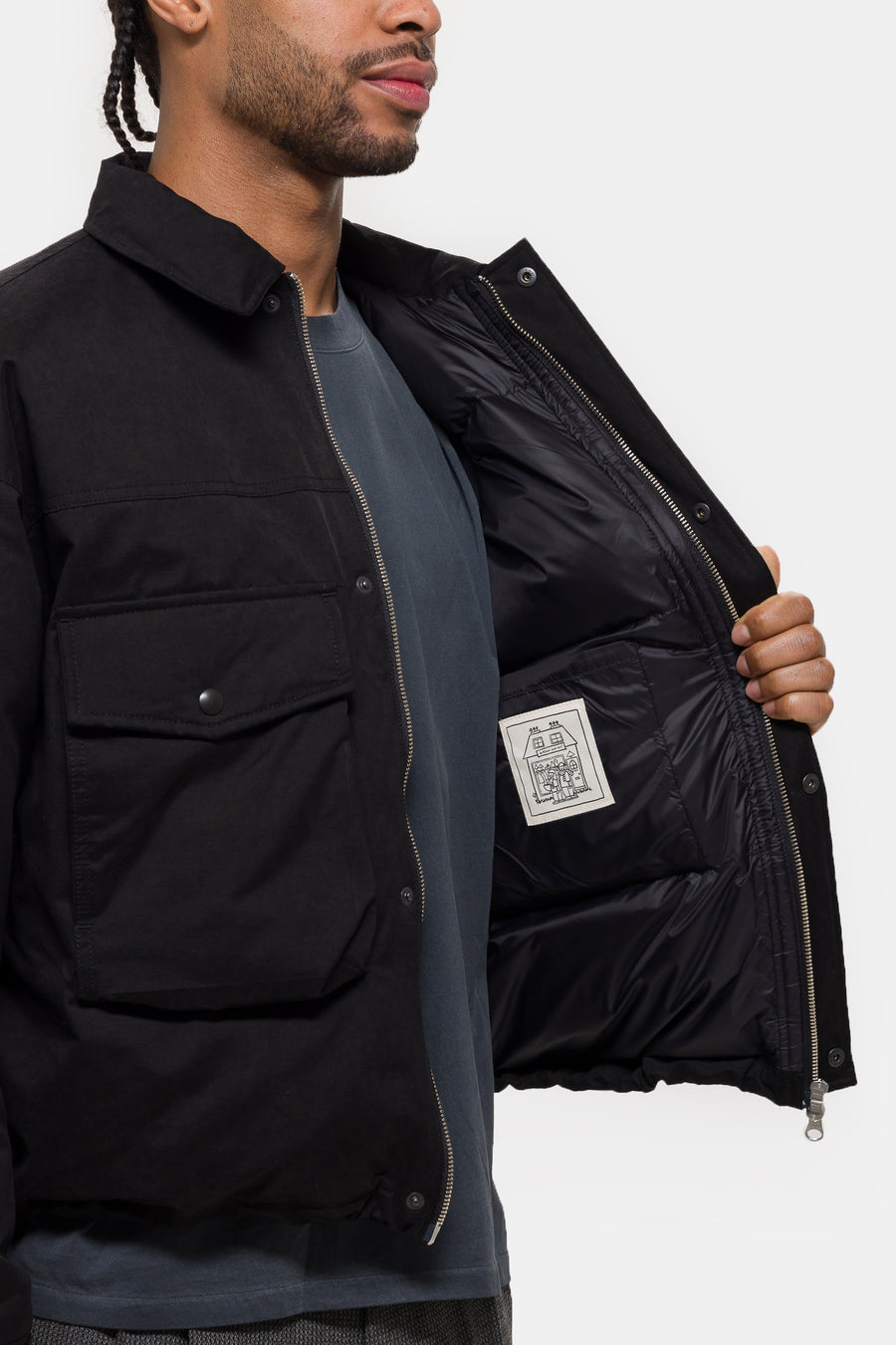 Down Pocket Jacket in Black