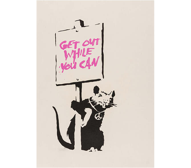 Banksy（バンクシー） -Get Out While You Can Pink COA付き販売 ー