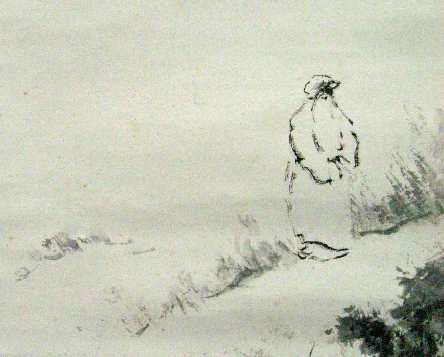 真作/相国寺派管長/橋本独山/達磨画賛/人物図/仏/掛軸/名家