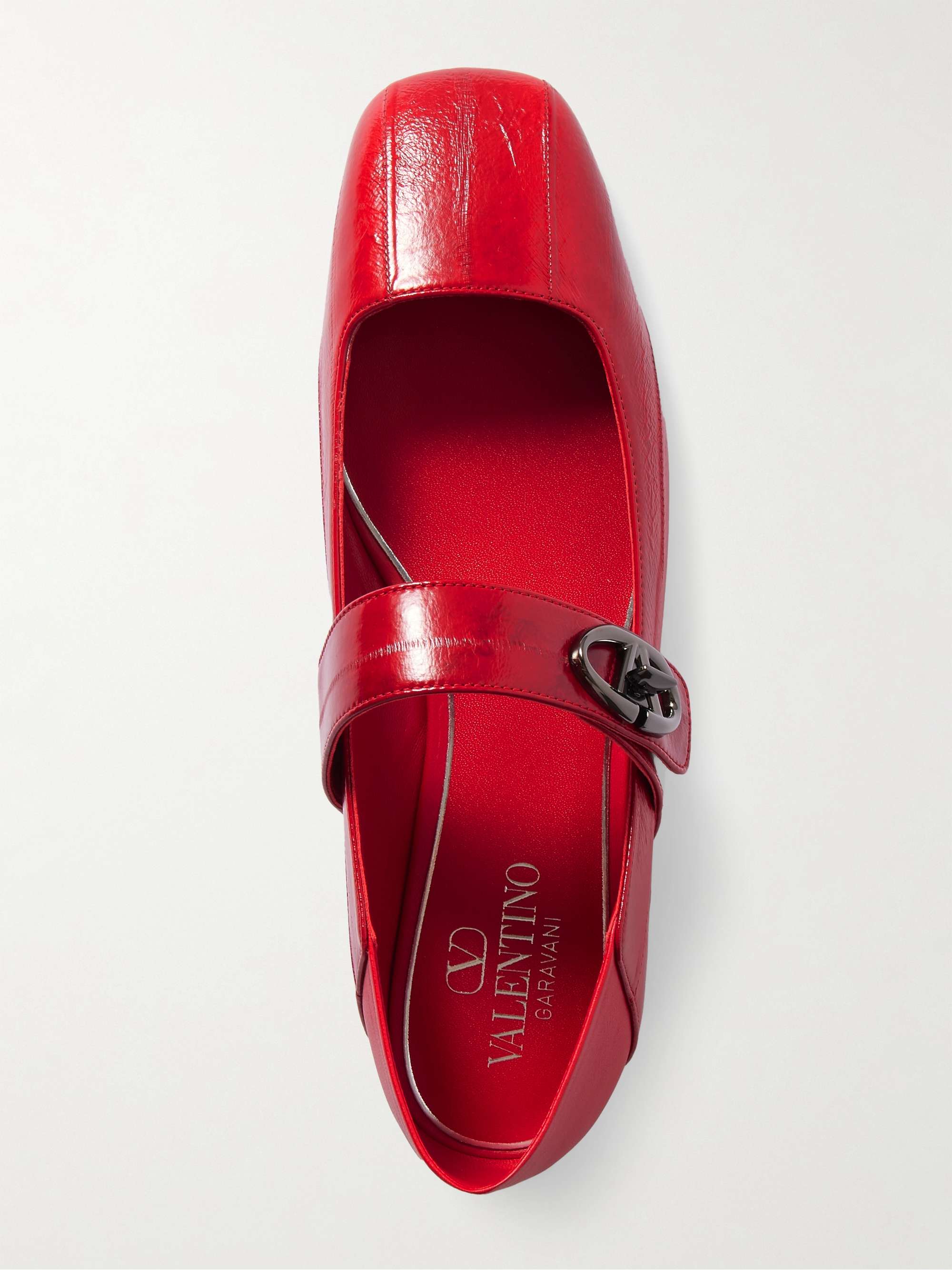 VALENTINO GARAVANI VLOGO Locker leather ballet pumps | NET-A-PORTER