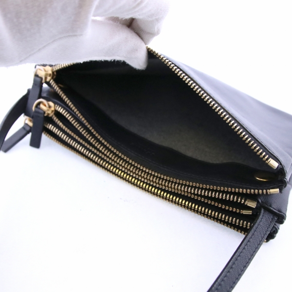 CELINE セリーヌ トリオ スモール ショルダーバッグ 中古(ブラック