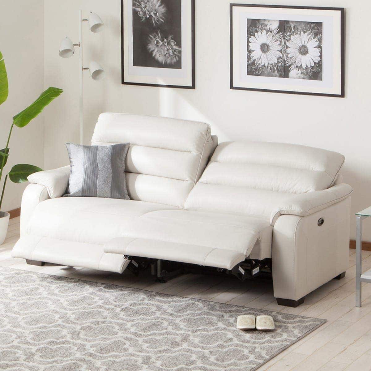 3人掛け両電動リクライニングソファ 本革(一部合成皮革)タイプ